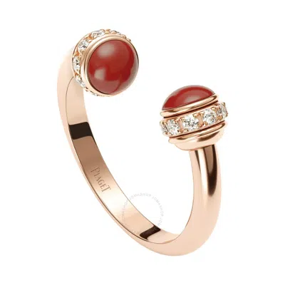 Piaget Rose Gold, Diamond And Carnelian Possession Open Ring In Red