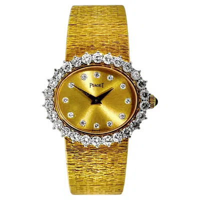 Pre-owned Piaget Pristine Vintage Ladies Yellow Gold Oval  Wrist Watch With Diamond Bezel