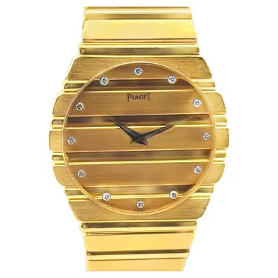 Pre-owned Piaget Rare  Polo Diamond Quartz Unisex Watch In 18k Yellow Gold