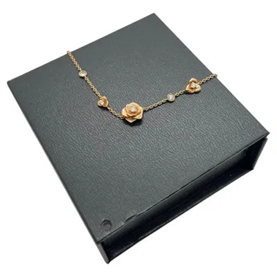 Pre-owned Piaget Rose 18k Rose Gold Diamond Station Chain Bracelet Multi Flower In Red