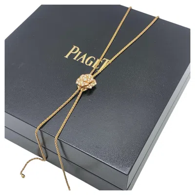 Pre-owned Piaget Rose Diamond Pave 18k Rose Gold Sliding Pendant Lariat Necklace In Red