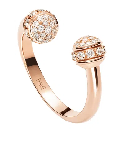 Piaget Rose Gold And Diamond Possession Open Ring In Gray