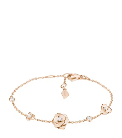 Piaget Rose Gold And Diamond Rose Bracelet In Gray