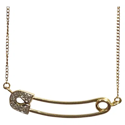 Pre-owned Piaget Rose Gold And Diamond Safety Pin Pendant Necklace In Red