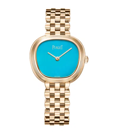 Piaget Rose Gold And Turquoise Sixtie Watch In Blue