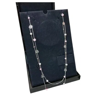 Pre-owned Piaget Rose Pink Opal Pink Tourmaline Pearls Diamonds 18k Gold Necklace In Red