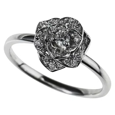 Pre-owned Piaget Rose Ring In 18k White Gold, 0.22ct Diamonds, Size 7