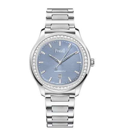 Piaget Stainless Steel And Diamond Polo Date Watch In Grey