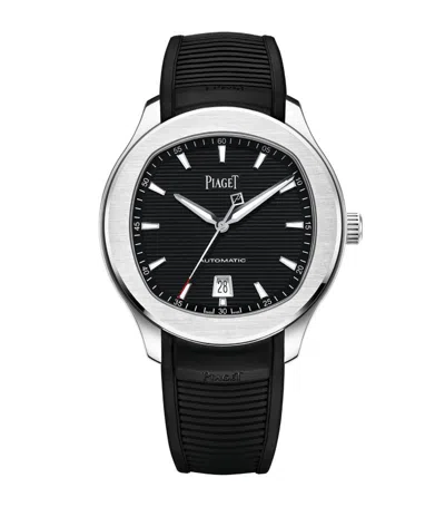 Piaget Stainless Steel Polo Date Watch 42mm In Black