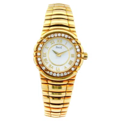 Pre-owned Piaget Tanagra 16033m401d Diamond Bezel 18k Yellow Gold Watch