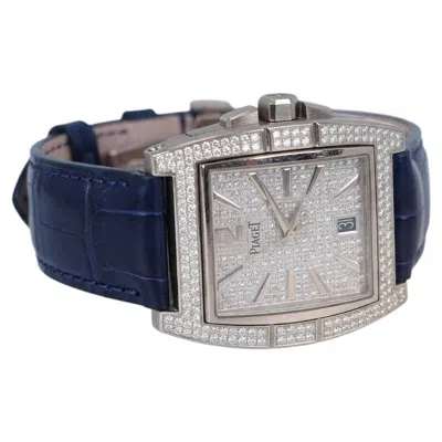 Pre-owned Piaget Upstream 18k White Gold Pave Diamond Dial Luxury Watch