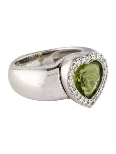 Pre-owned Piaget Vintage 18k 3.66ct Peridot & Diamond Cocktail Ring In Multi