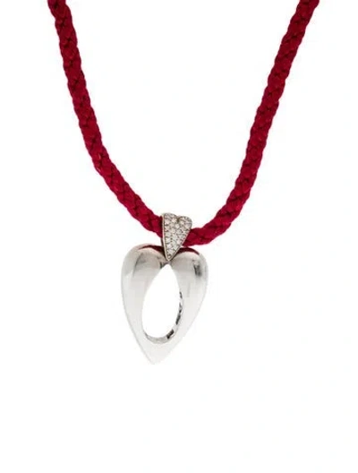 Pre-owned Piaget Vintage 18k Diamond Interchangeable Cord Heart Pendant Necklace, 28" In Multi