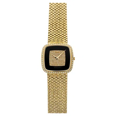 Pre-owned Piaget Vintage 1970s  12775d2 18k Yg Onyx Pave Diamond Dial Automatic 31 Mm In Black