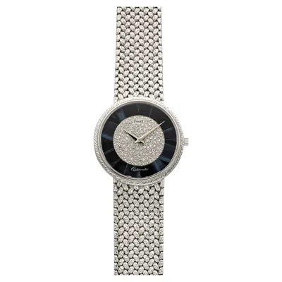 Pre-owned Piaget Vintage 1980s  12343d2 18k White Gold Hawkeye Diamond Dial Auto 34mm
