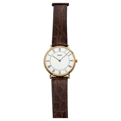 Pre-owned Piaget Vintage 1980s  8035 N Dress Watch 18k Yg White Roman Dial Quartz 32 Mm