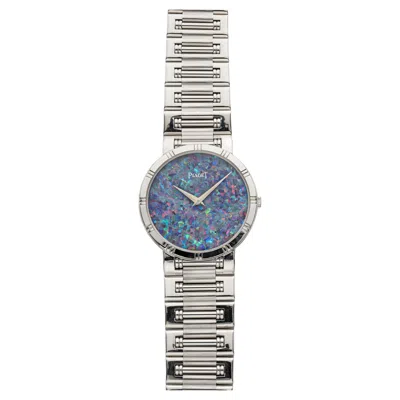 Pre-owned Piaget Vintage 1980s  Dancer 84023 K18 18k White Gold Opal Dial Quartz 31mm
