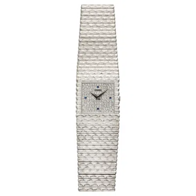 Pre-owned Piaget Vintage 1980s  Emperador 9131c520 18k Wg Diamond Pave Sapphire Manual 24mm In Blue