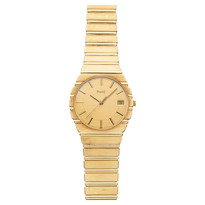 Pre-owned Piaget Vintage 1980s  Polo 15661 C701 18k Yg Champagne Dial Quartz 34mm In Multi