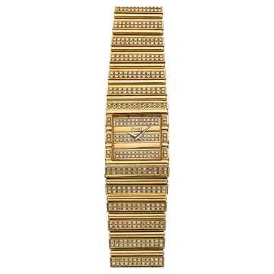 Pre-owned Piaget Vintage 1980s  Polo 71311 C725 18k Yg Pave Diamond Dial Quartz 25 Mm In Multi