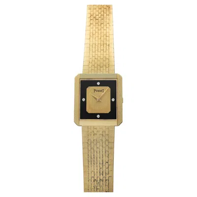 Pre-owned Piaget Vintage 1980s  Protocole 18k Yg Manual Onyx Diamond Champagne Dial 28mm In Black