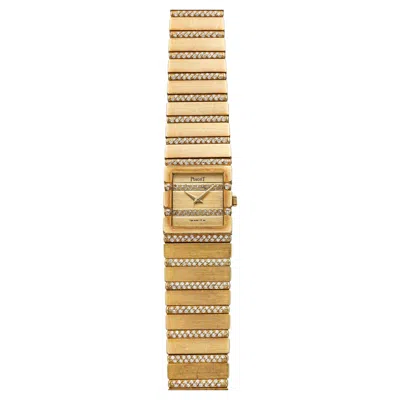Pre-owned Piaget Vintage 1990s  Polo 8131 C705 18k Yg Staggered Diamond Dial Quartz 20mm In Multi