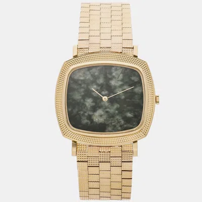 Pre-owned Piaget Vintage 9436 Jade Green Yellow Gold Manual Winding Men's Watches 33x31mm