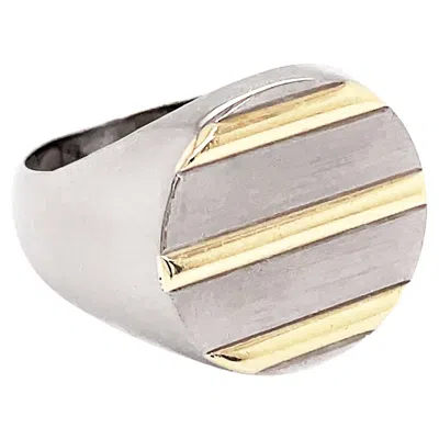 Pre-owned Piaget Vintage  18 Carat White And Yellow Gold Polo Signet Ring