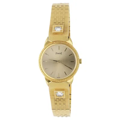 Pre-owned Piaget Vintage  18k Gold 0.50 Carat Diamond Bracelet Champagne Dial Watch In Multi