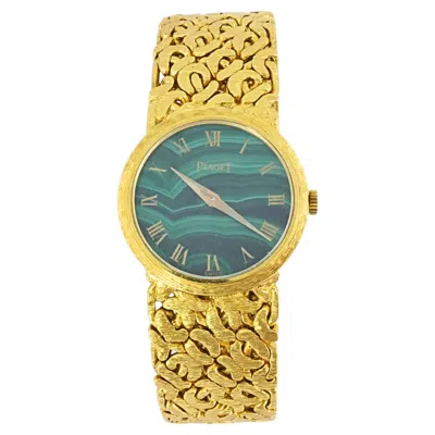 Pre-owned Piaget Vintage  18k Gold Watch Malachite Dial Ref. 924 N66 In Multiple
