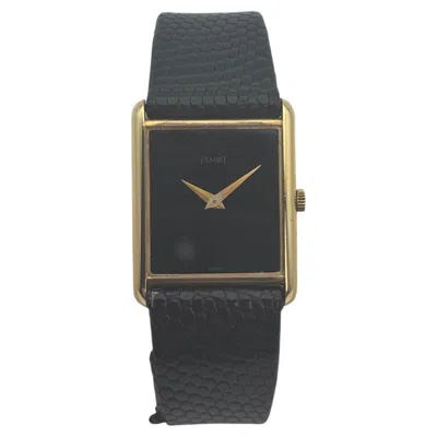 Pre-owned Piaget Vintage  18k Yellow Gold Tank Watch, Onyx Dial, 1970s-1980s