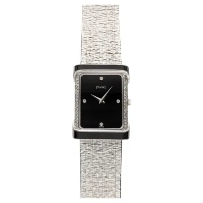 Pre-owned Piaget Vintage  80s 18k White Gold Manual Wind Onyx Dial And Bezel 30mm Case.