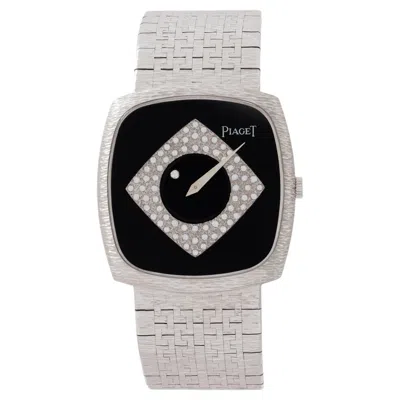Pre-owned Piaget Vintage  Model 9591 A6 Mystery Dial Onyx And Diamond Watch In Black