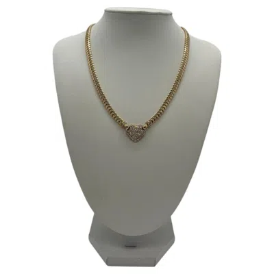 Pre-owned Piaget Vintage  Pave Diamond Heart Pendant Collar Necklace In 18 Karat Yellow Gol