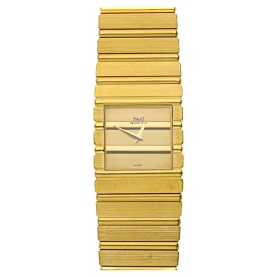 Pre-owned Piaget Vintage  Polo 7131 C 701 18k Gold Integral Bracelet Watch In Multi