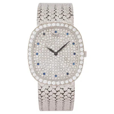 Pre-owned Piaget Vintage  Tradition Model 94431 D2 18 Karat White Gold Diamonds Sapphires