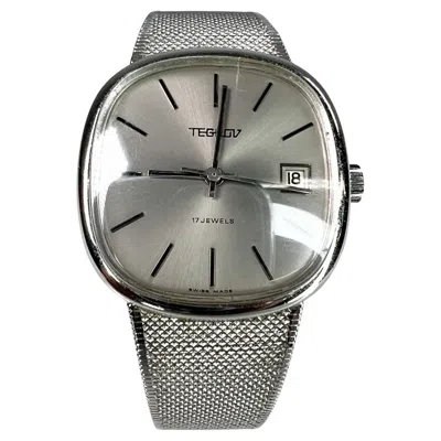 Pre-owned Piaget Vintage Tegrov Swiss Made Watch Mechanical 17 Jewels Stainless Steel In Gray