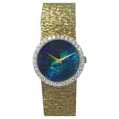 Pre-owned Piaget Vintage Yellow Gold Diamond And Opal Dial Wrist Watch