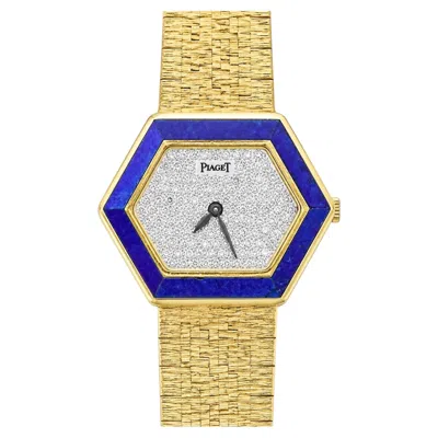 Pre-owned Piaget Vintage Yellow Gold Lapis Diamond Watch (9553a6)