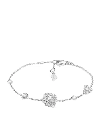 Piaget Rose 18k White Gold 3-motif Diamond Bracelet In 10 White Gold