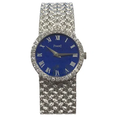 Pre-owned Piaget White Gold Lapis Dial And Diamonds Ladies Mechanical Wrist Watch