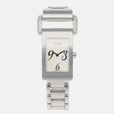 Pre-owned Piaget White Shell 18k White Gold Miss Protocole Quartz Women's Wristwatch 17 Mm