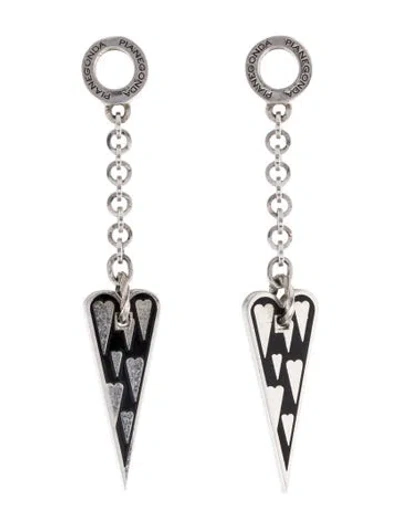 Pre-owned Pianegonda Enamel Heart Drop Earrings In Black