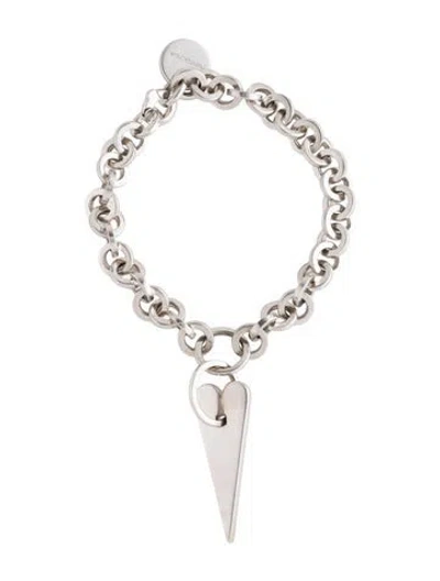 Pre-owned Pianegonda Heart Charm Link Bracelet, 8", 8" In Multicolor