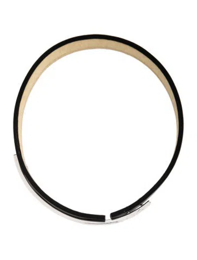 Pre-owned Pianegonda Leather Choker Necklace, 14.5" In Black