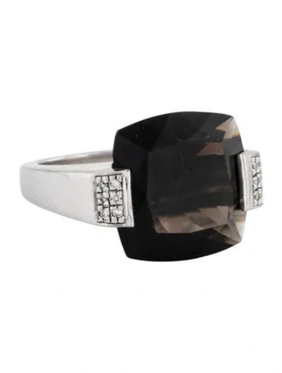 Pre-owned Pianegonda Smoky Quartz & Diamond Cocktail Ring In Multicolor