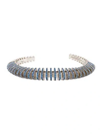 Pre-owned Pianegonda Synthetic Spinel Dorifora Cuff Bracelet, 6.5" In Blue