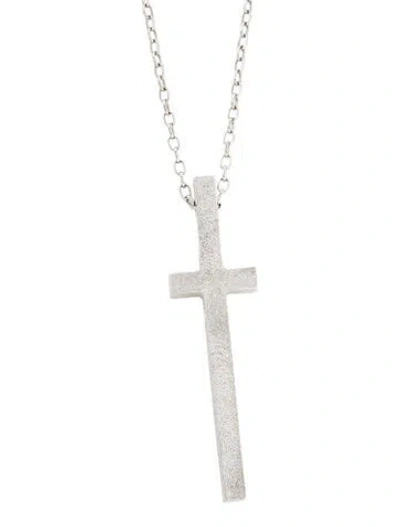 Pre-owned Pianegonda Textured Cross Pendant Necklace, 38.5" In Multi