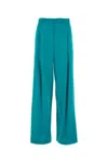 Pianoforte Teal Green Satin Fiesta Wide Leg Pant In Blue
