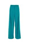 Pianoforte Teal Green Satin Fiesta Wide Leg Pant In Blue